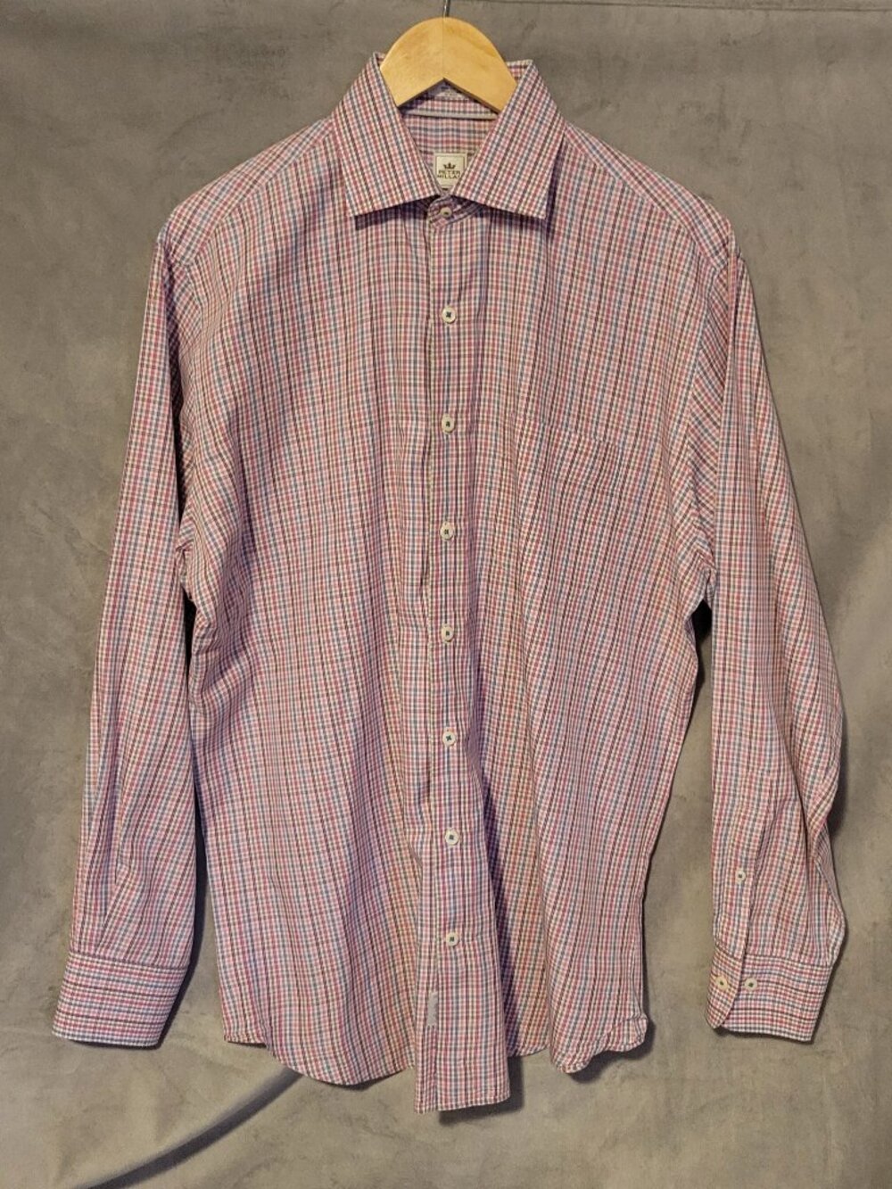Peter Millar Button Down Long Sleeve Shirt Men’s L Crown Sport Pink Aqua Plaid